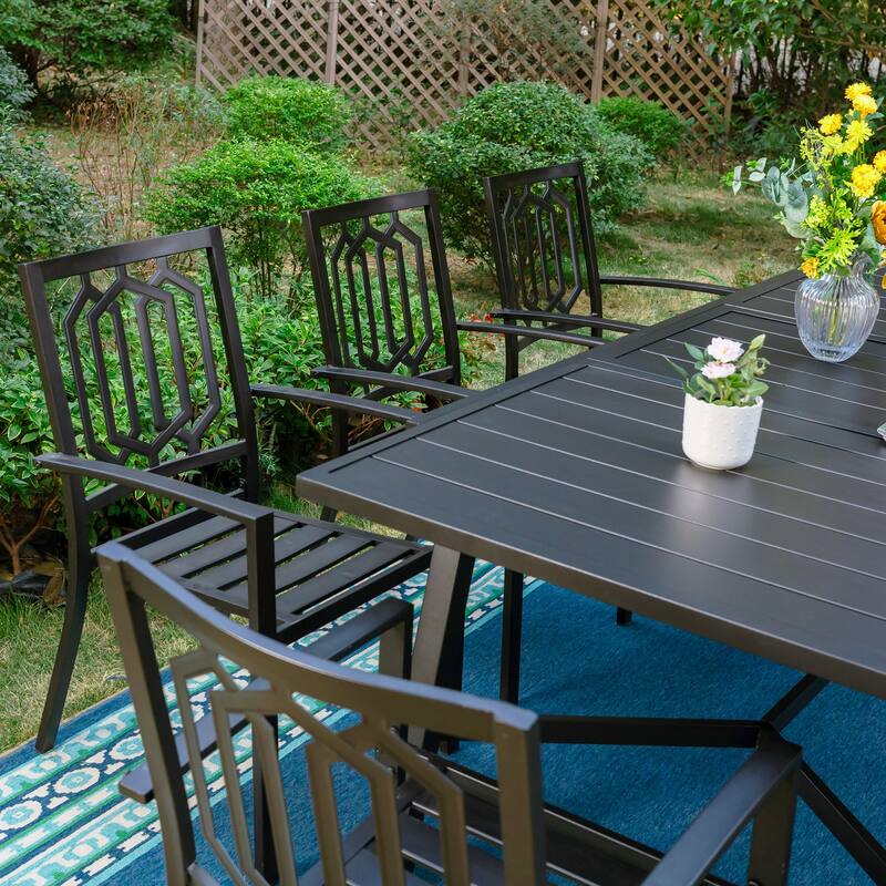 MAISON ARTS 7/9-Piece Outdoor Dining Table Sets with Expandable Rectangular Metal Dining Table & 6/8 Dining Chairs