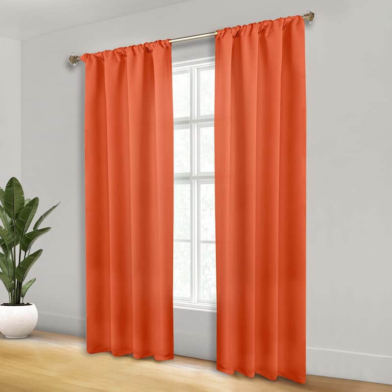 Superior Solid Machine Washable Room Darkening Semi-Blackout Curtains, Set of 2
