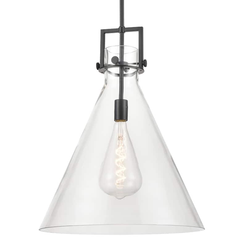 Innovations Lighting 411-1SL-23-18 Newton Cone Pendant Newton Cone 18" - Matte Black / Clear