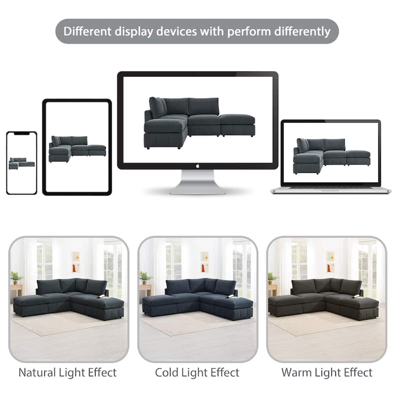 [VIDEO provided][New]93"Modern Sectional Sofa with Vertical Stripes,5-Seat Armless Couch Set with Convertible Ottomans,Various C