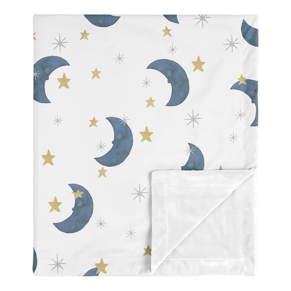slide 2 of 5, Moon and Star Collection Boy or Girl Baby Receiving Security Swaddle Blanket - Navy Blue and Gold Watercolor Celestial Sky
