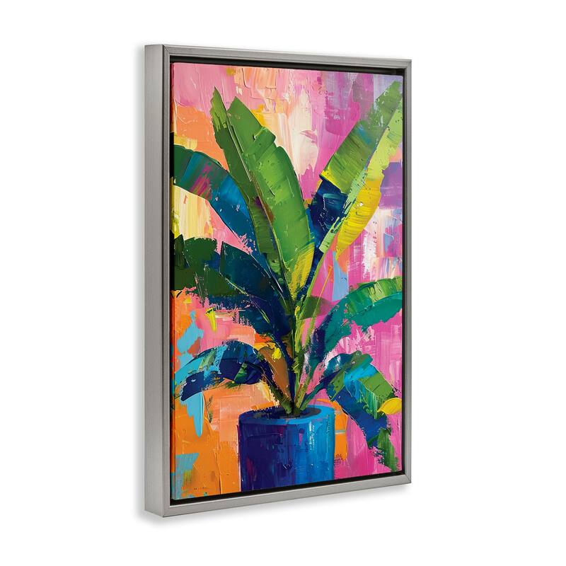 Stupell Modern Bright House Plant Framed Floater Canvas Wall Art Design By LSR Design Studio