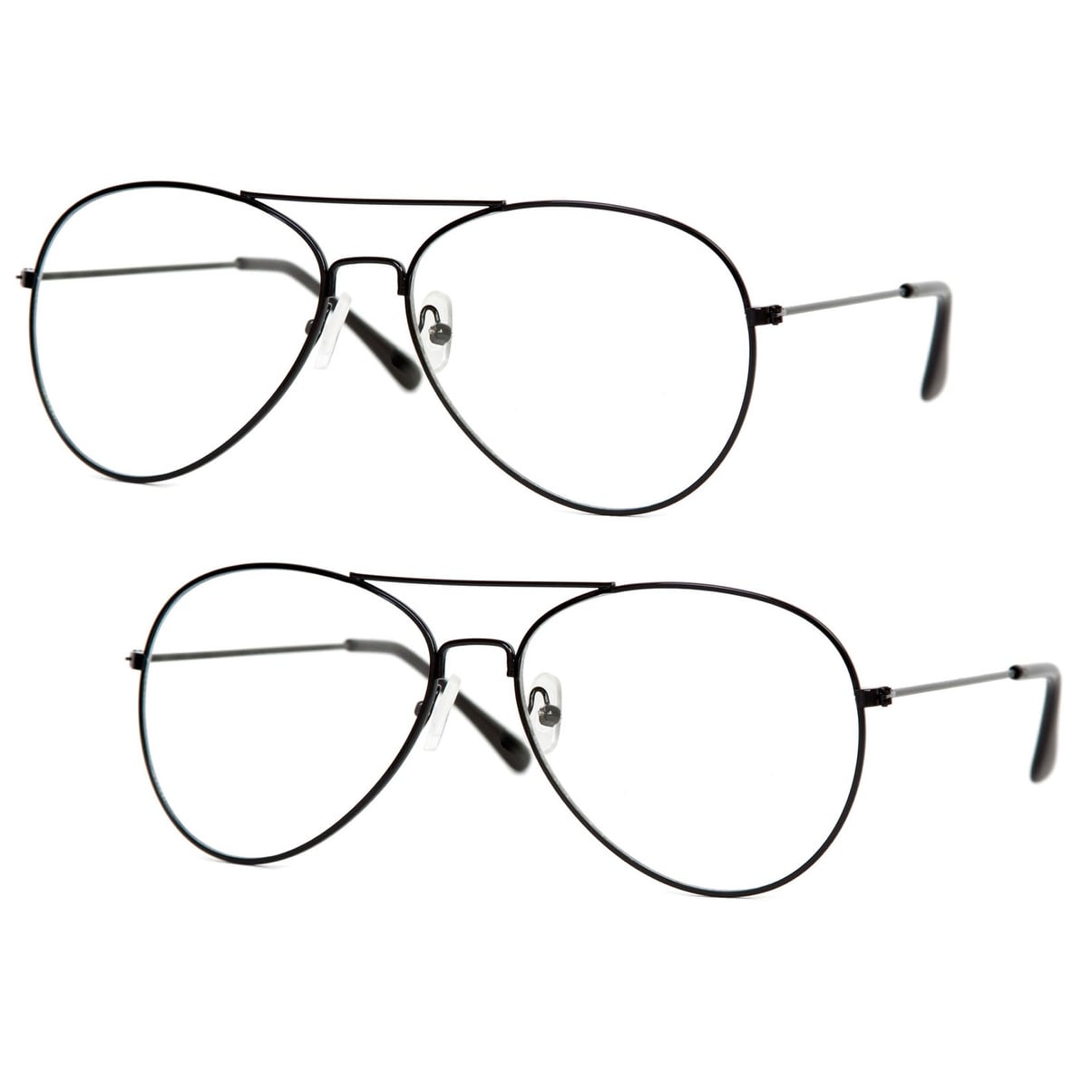Gravity Shades Clear Lens Aviator Sunglass Black 2 Pack