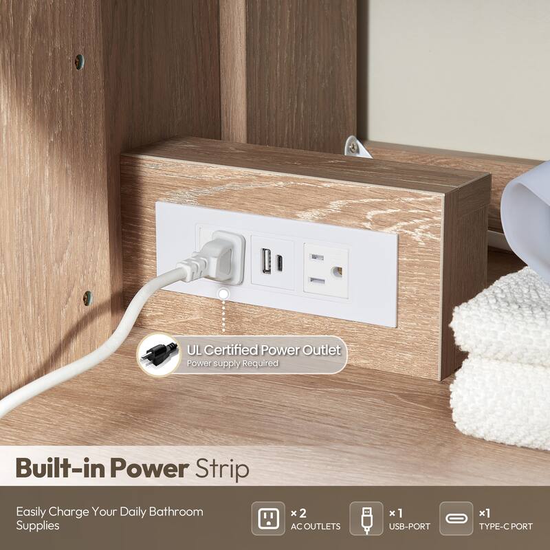 Alistair Single Bath Vanity with White Grain Stone Top & Mirror