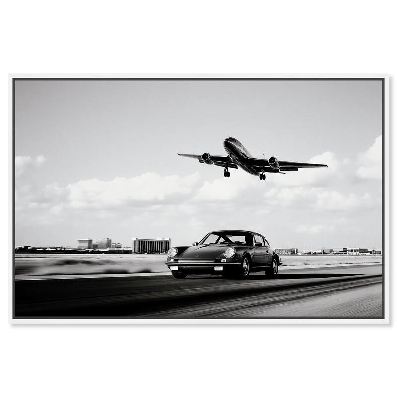Sports Car Takeoff Canvas by Art Remedy - White - 54" x 36"