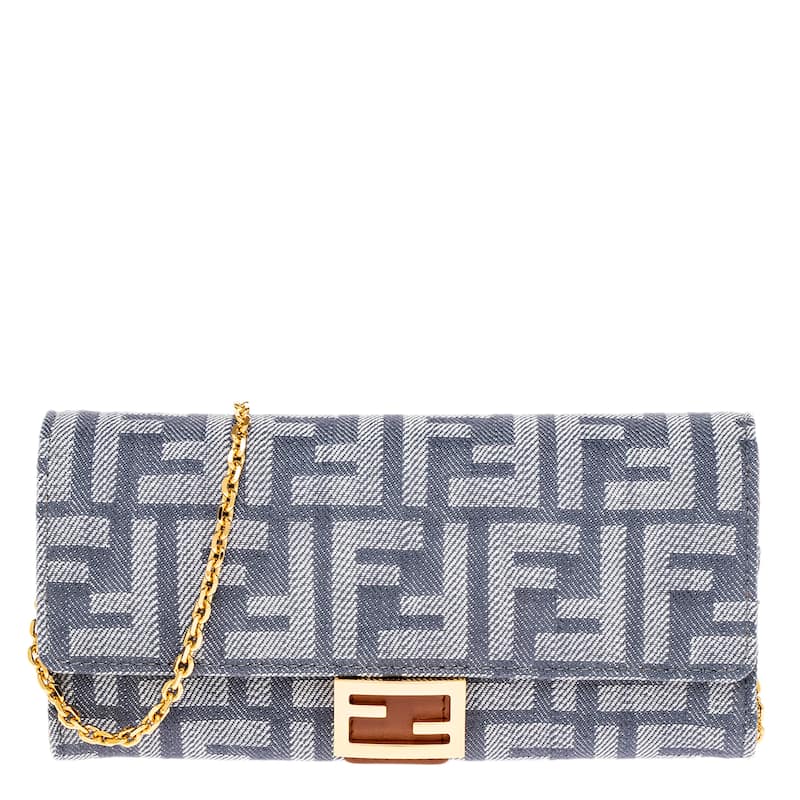 Fendi Baguette Continental Wallet with Chain - Blue