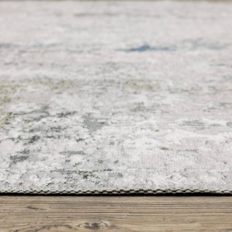 Vista Home Marissa Washable Faded Oriental Ivory/ Blue Indoor Area Rug