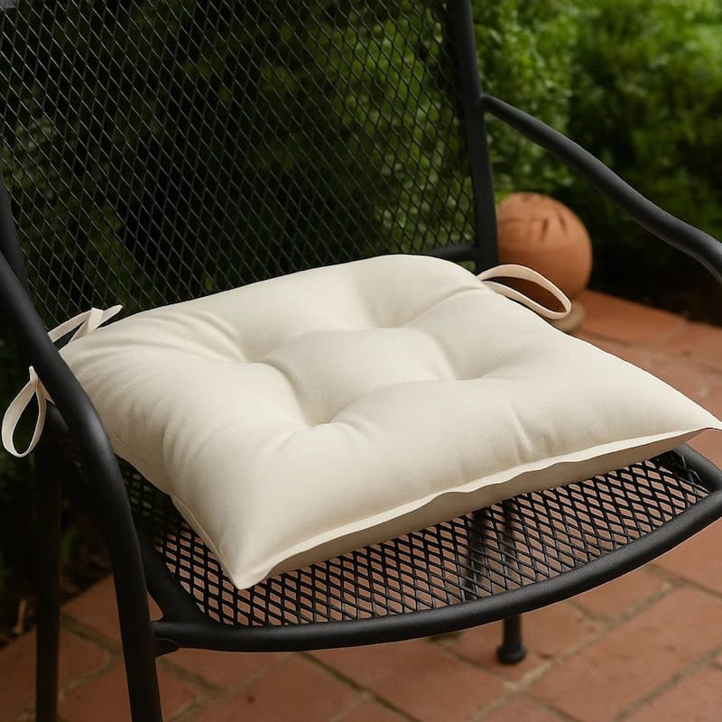 Outdoor Cushion for Chair Set of 2, Tufted Cream White Oxford Fabric
