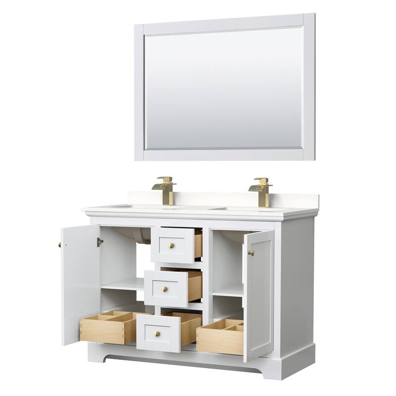 Avery 48-inch Double Vanity, Quartz Top, 46-inch Mirror