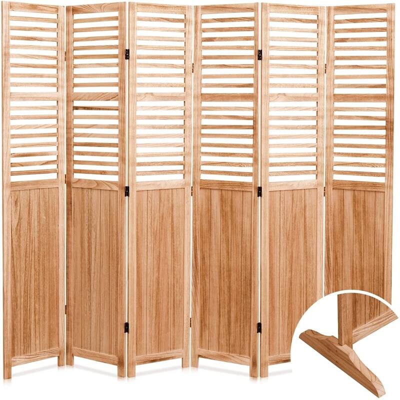 4/6 - Panel Solid Wood Folding Room Divider, Natural