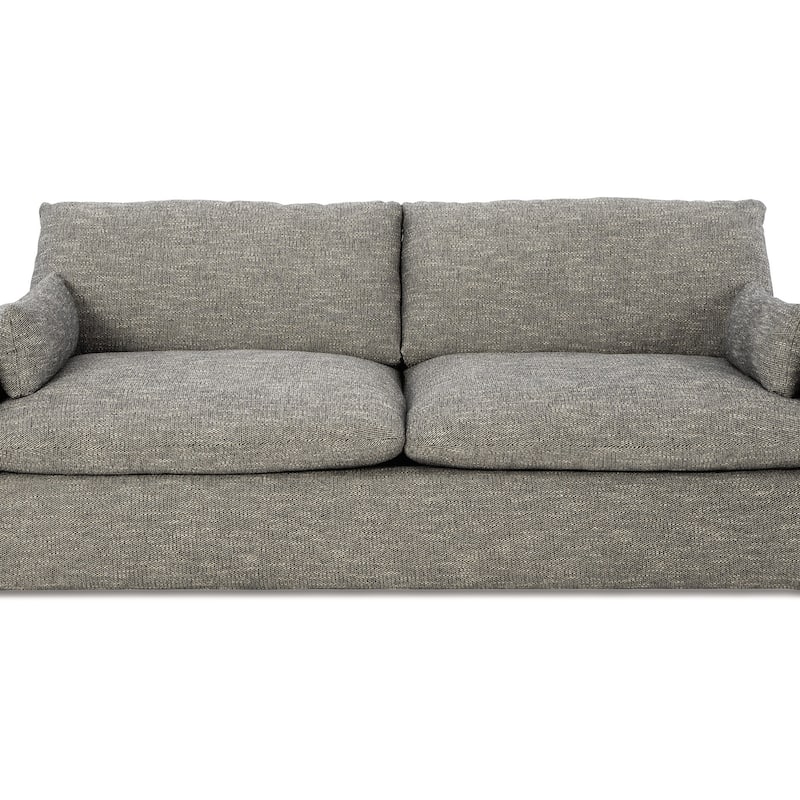 Yezi Loveseat, 90 Inch, 2 Pillows, Granite Gray Polyester, Foam Fill