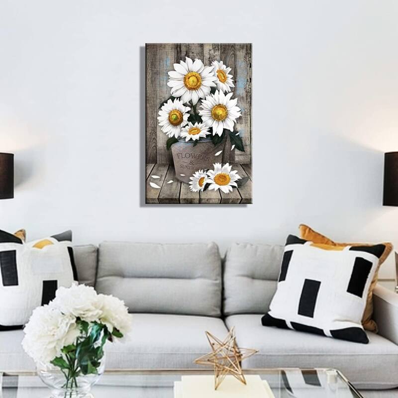 White Sunflower Wall Art Decor