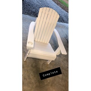 Outsunny Outdoor Classic Wooden Adirondack Deck Chair with Cup Holder & Comfortable Ergonomic Design, White