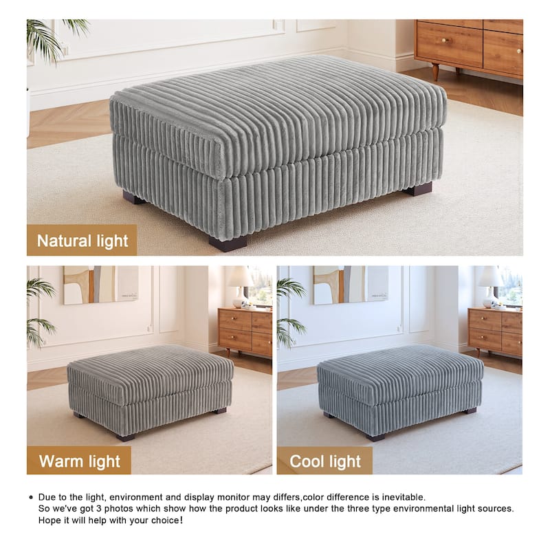 Modern Cotton Flannel Upholstery Oversized Ottoman