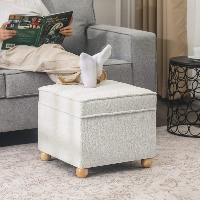 Adeco Square Storage Ottoman 17 inch Footstool