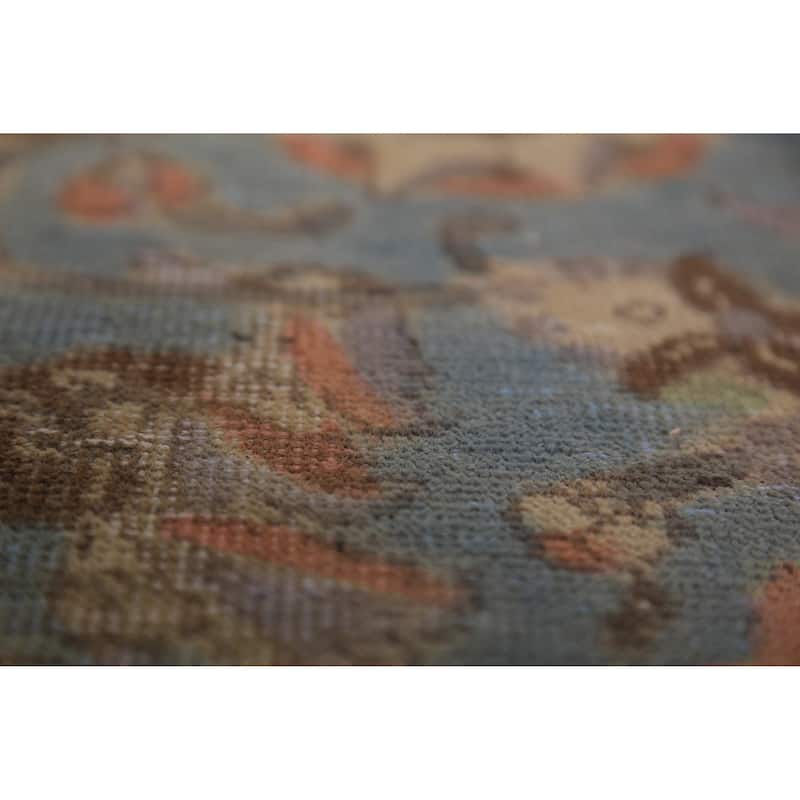 Distressed Tabriz Persian Area Rug Floral Hand-Knotted Wool Carpet - 9'4"x 12'4"