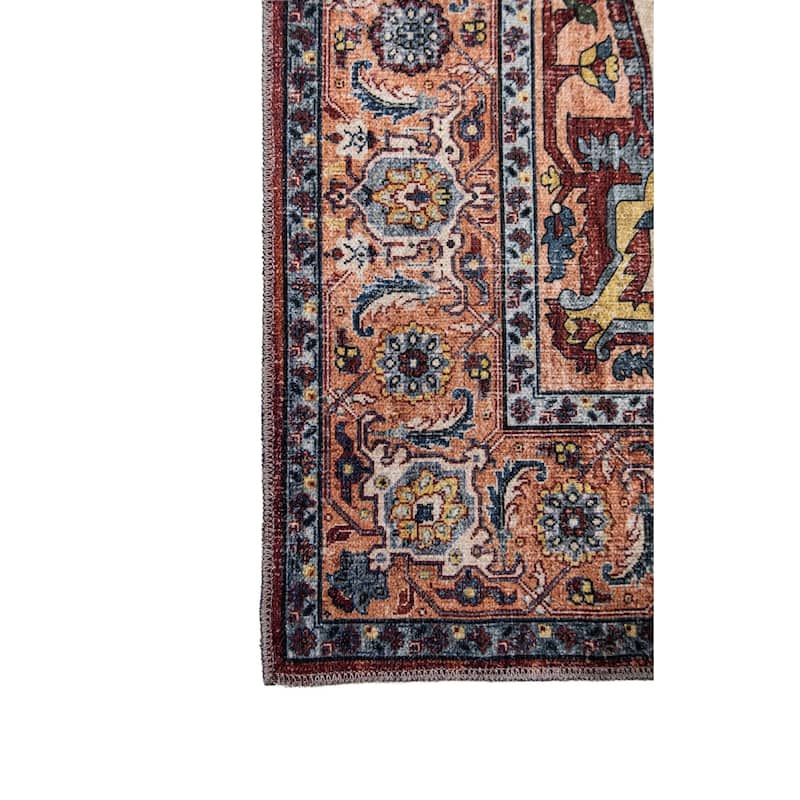 L'Baiet Jessie Brick Red Traditional Machine Washable Rug