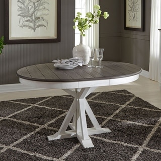 Allyson Park Wirebrushed White & Charcoal Pedestal Table