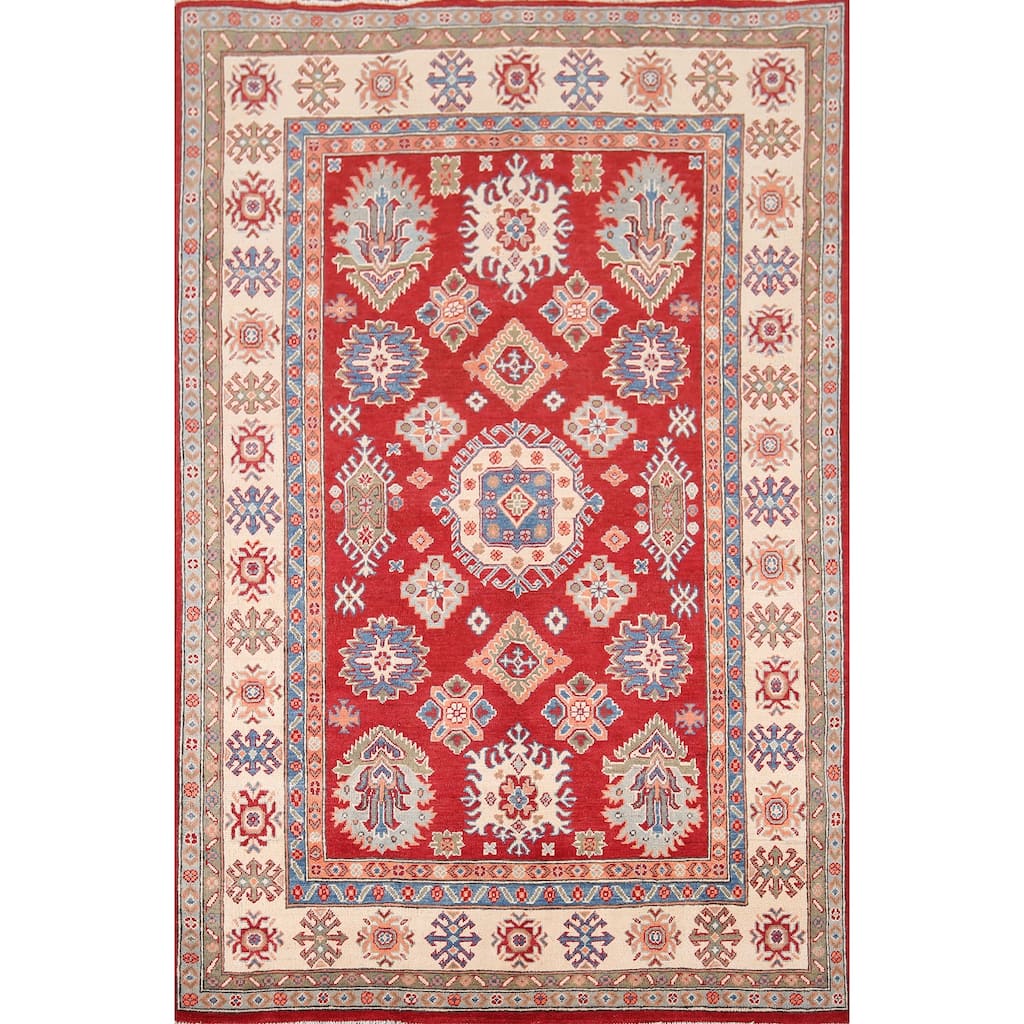 Kazak Oriental Area Rug Handmade Traditional Red Wool Carpet - 5'5" x 7'9"
