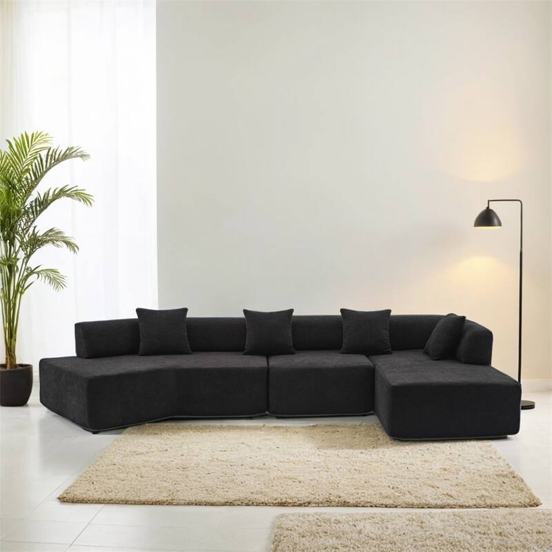 Modern Minimalist 140" L-Shape Couch,Modular Sofa,Couch with Chaise