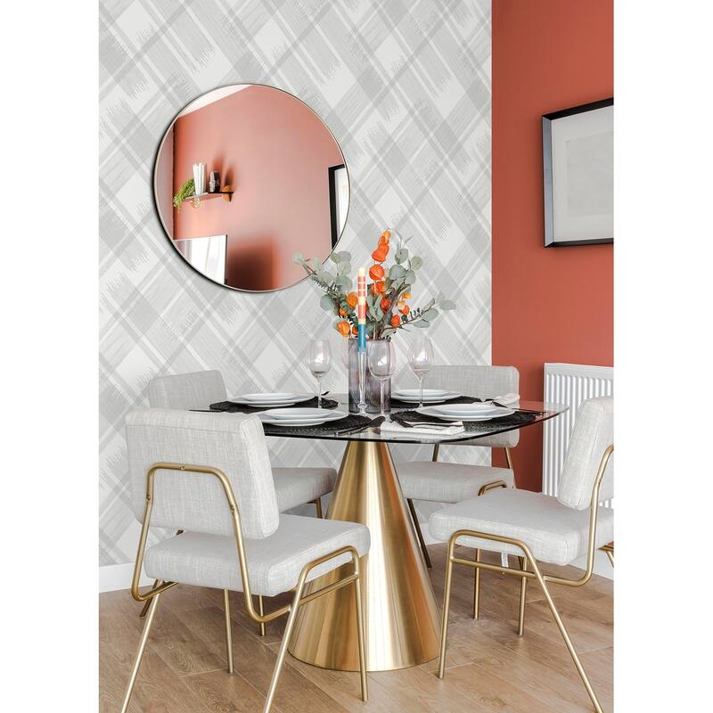 A-Street Prints Zag Grey Modern Plaid Wallpaper