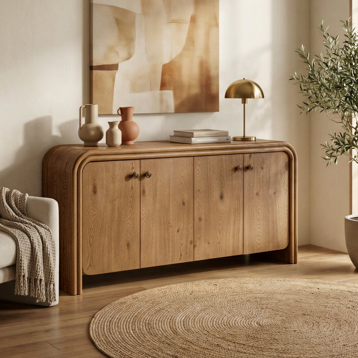Studio London Clara Sideboard Mid-Century Modern Oak Sideboard Weathered Oak - Weathered Oak