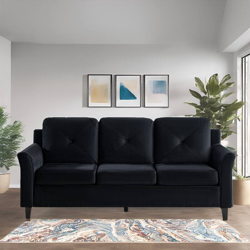 Affordable Tufted Sofa & Loveseat – Black Microfiber Couch for Small Spaces
