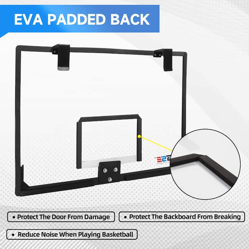 GSE™ 24"x16" Over-The-Door Pro Basketball Hoop with Basketball & Pump, Large Basketball Backboard & Hoop Set