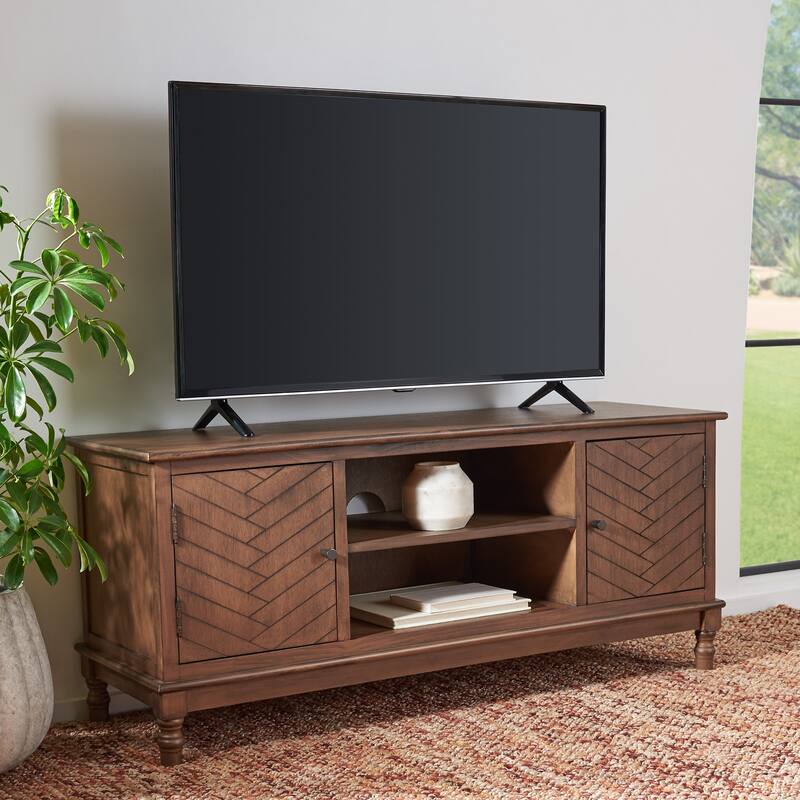 SAFAVIEH Magnolia 2-Door 2-Shelf Storage TV Media Stand - 47.3" W x 15.8" L x 20" H