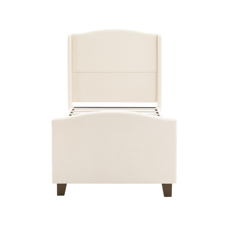 GDFStudio - Jane 49.21" High Back Upholstered Headboard Bed Frame with High Footboard