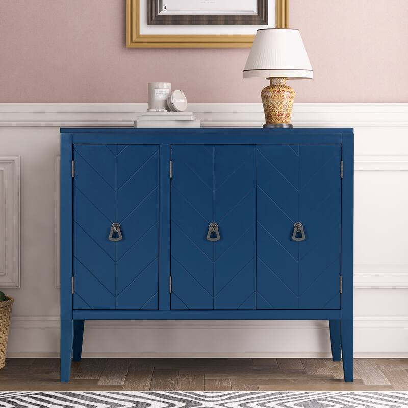 37" Vintage Style Kitchen Accent Buffet Sideboard Cabinet - Blue