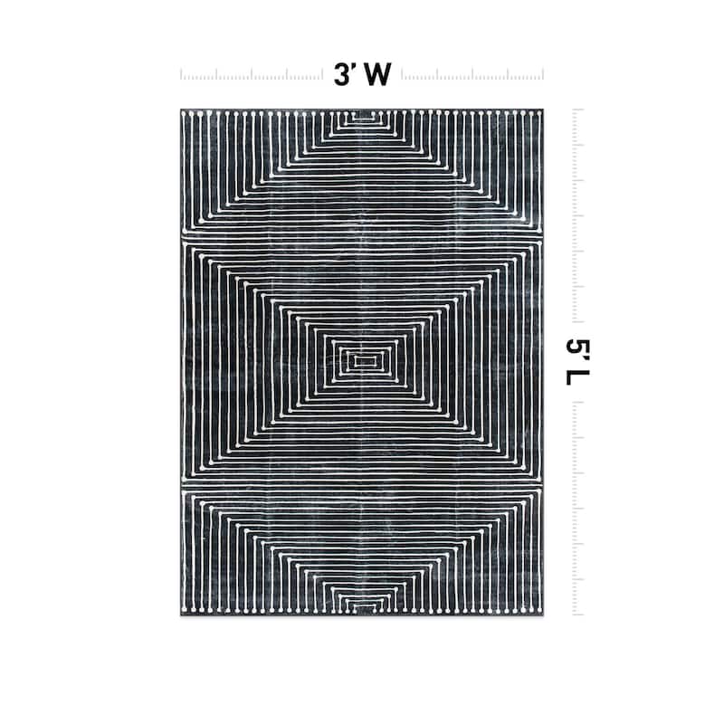World Rug Gallery Bohemian Stripes Washable Non Slip Area Rug