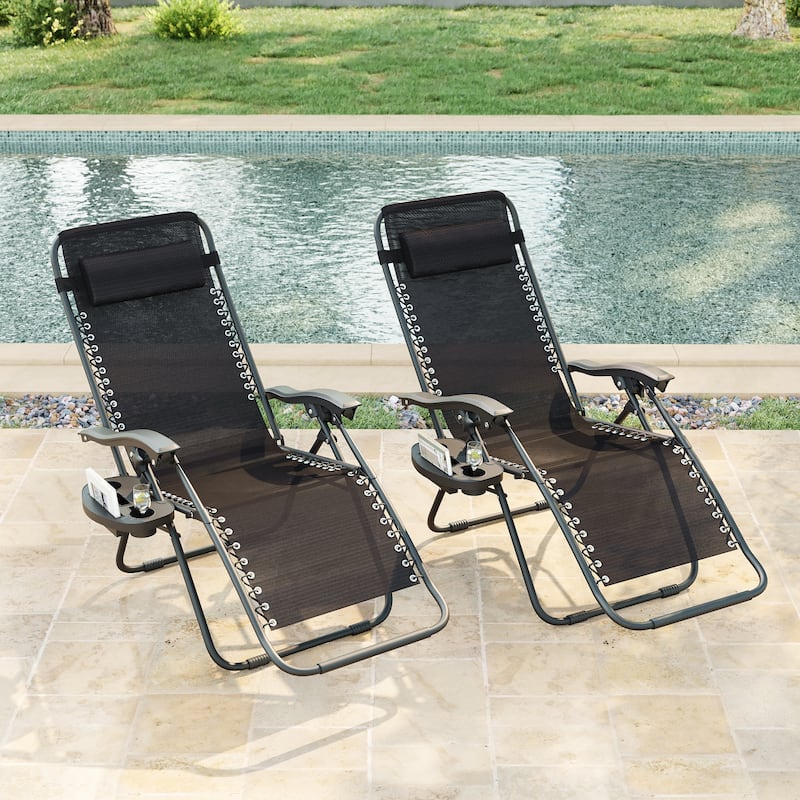 Bonosuki Patio Zero Gravity Chair Foldable Recliner Lounge Chair - Black