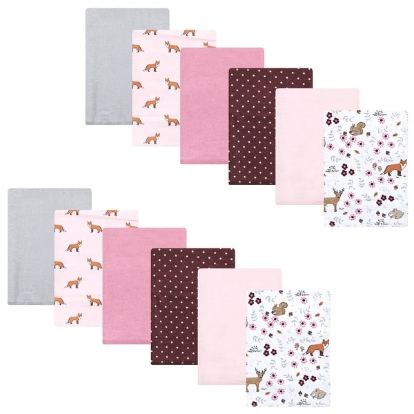 slide 1 of 1, Hudson Baby Infant Girl Cotton Flannel Burp Cloths Bundle, Woodland Floral, One Size - Woodland Floral - One Size One Size - Woodland Floral
