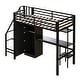 preview thumbnail 8 of 22, Twin Size Loft Bed with Wardrobe and Storage Staircase, Metal Loft Bedframe with Bulit-in Desk and Storage Shelf