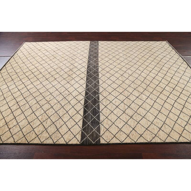 Trellis Moroccan Oriental Wool Area Rug Hand-knotted Home Decor Carpet - 7'11" x 10'5"