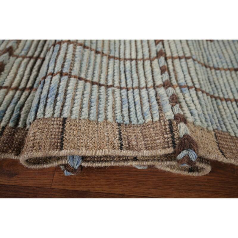 Checkered Moroccan Modern Area Rug Hand-Knotted Wool Carpet - 7'0"x 10'8"