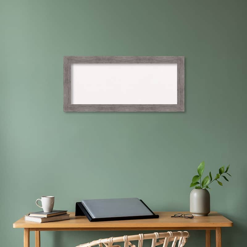 Pinstripe Plank Grey Narrow Framed White Corkboard Bulletin Board