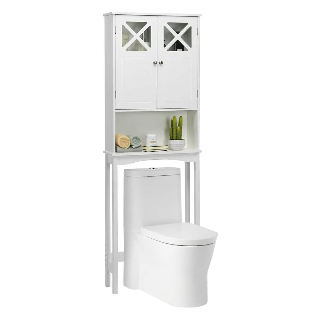 Gymax 2-Door Over The Toilet Bathroom Space Saver Storage Cabinet w/