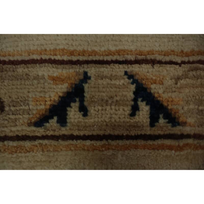 Hand Knotted Oriental 100% Wool Carpet Traditional Floral Beige & Ivories Peshawar Area Rug - 2' 11'' X 1' 10''