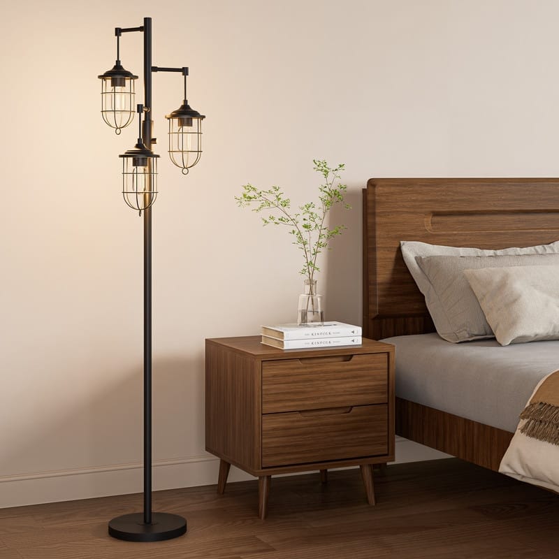 KAWOTI 67.75" Farmhouse 3-Light Lantern Floor Lamp