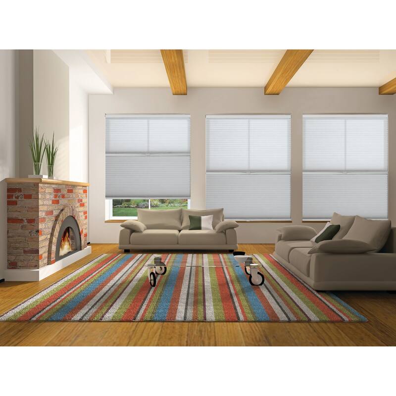 BlindsAvenue Cordless Day/Night Cellular Honeycomb Shade, 9/16" Single Cell, White - 31.5" W x 48" H
