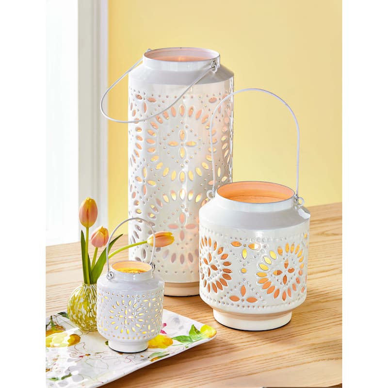 Aura Enamel Lantern Lg White