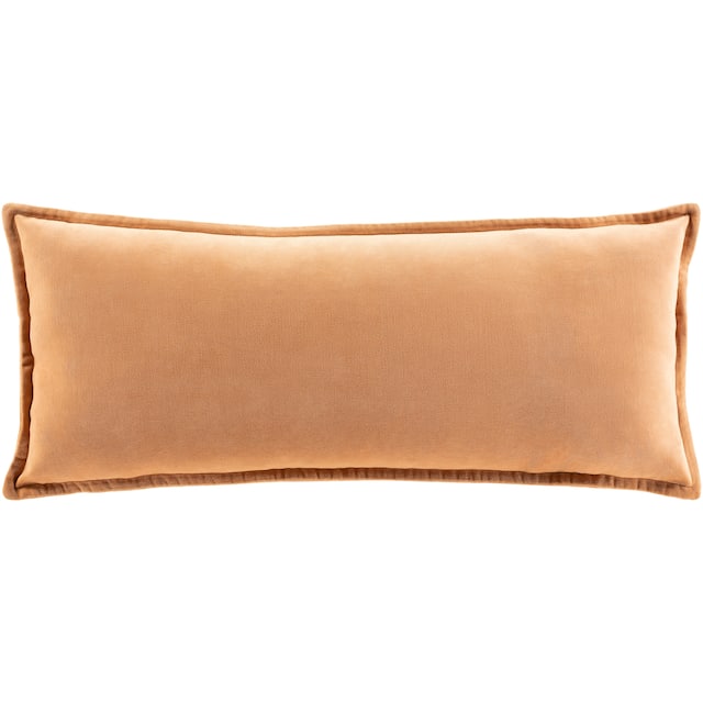 Vianne Solid Cotton Velvet 30-inch Lumbar Throw Pillow - 12"x30" Cover Only - Camel