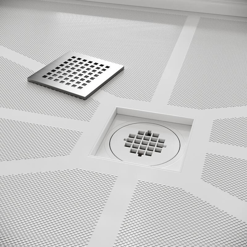 Elegant Rectangular Shower Base in White Center Drain Single Threshold Anti-slip SMC Shower Pan