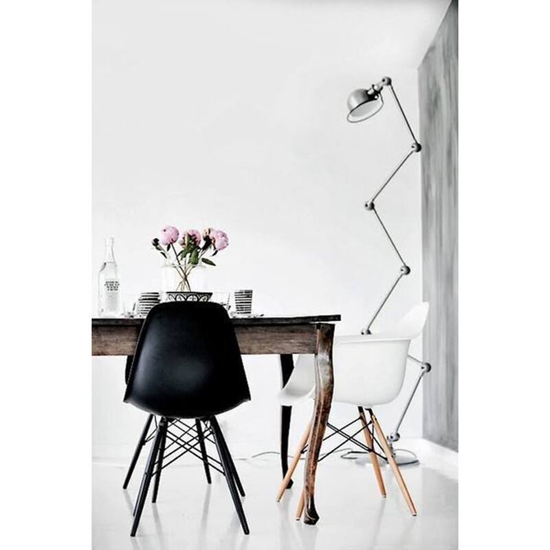 Plastic Eiffel Chairs Solid Wood Legs Molded Modern Armless Side Dining For Kitchen Work Office