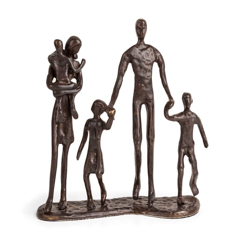 Family of 5 Standing Figurine - 7" - Bronze