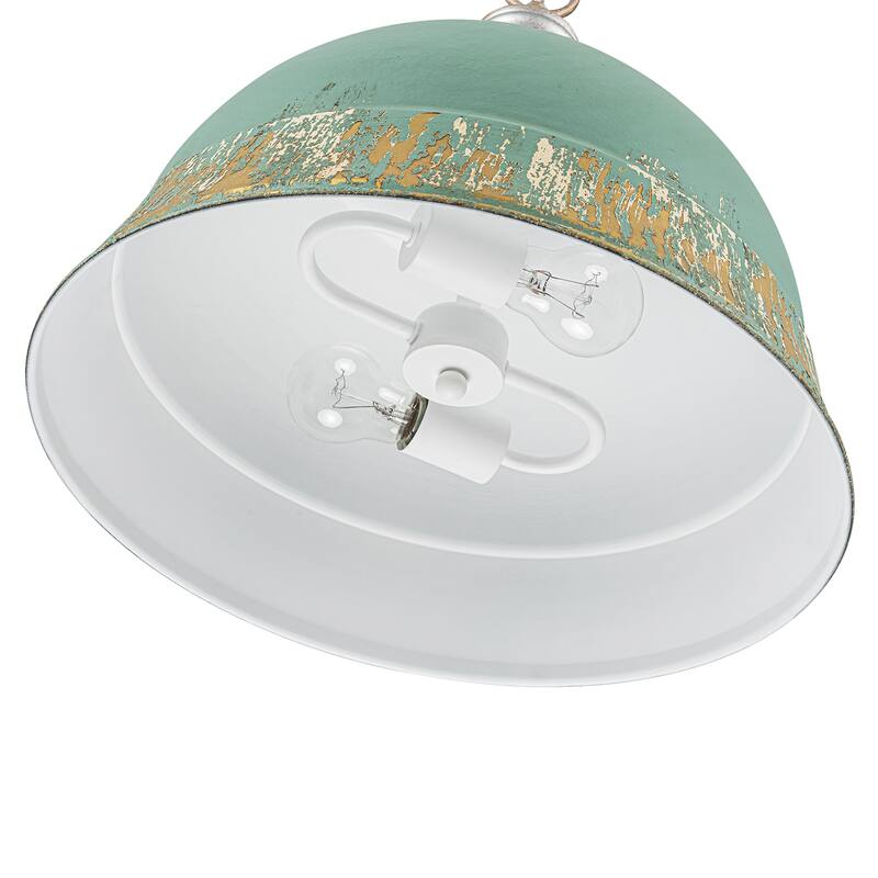 2-Light Farmhouse Pendant Light with Distressed Gold Dome Shade - 2-Lights