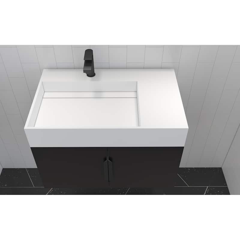 Amazon 30" Wall Mounted Bathroom Left Basin Vanity Set w/ White Top