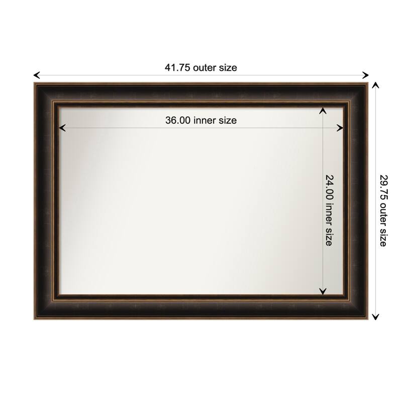 Villa Oil Rubbed Bronze Non-Beveled Wood Framed Bathroom Vanity Wall Mirror - Villa Oil Rubbed Bronze - Glass Size 36x24